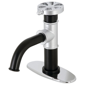 Belknap Single-Handle Bathroom Faucet With Push Pop-Up, Matte Black/Chrome