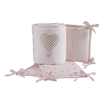 Lambs & Ivy Baby Love 4-Piece Crib Bumper - Pink, Gold, White, Love, Hearts