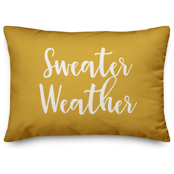 Sweater Weather Lumbar Pillow, Mustard, 14"x20"