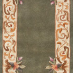 Momeni - Momeni Harmony India Hand Tufted Transitional Area Rug Sage 2'3" X 8' Runner - The antique-style embellishment of this traditional area rug adds ornamental flourish to floors throughout the home. Available in royal shades of sage green, soft blue, ivory, rose and regal burgundy red, the ornate gold scrolls and scallops of each decorative floorcovering reflect the gilded grandeur of French baroque style. Hand tufted from 100% natural wool fibers, the curling vines and lush floral bouquets of the borders are hand carved for exquisite depth and dimension.