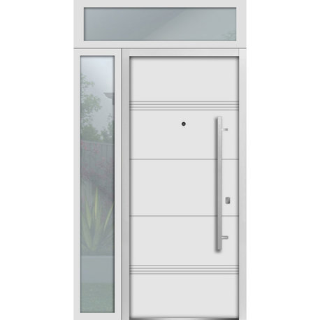 Exterior Prehung Door 50 x 96 / Deux 1705 White Enamel, Right in