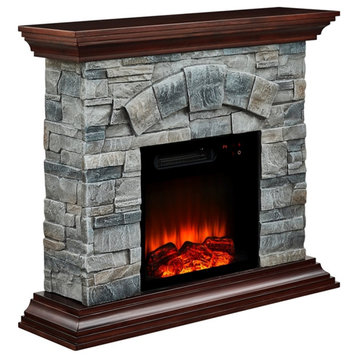 LIVILAND 40 in. Magnesium Oxide Freestanding Electric Fireplace in Gray