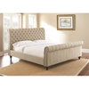 Bowery Hill Transitional Fabric Upholstered King Sleigh Bed in Sand Beige