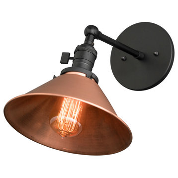 Copper Wall Sconce, Industrial Lamp, Black