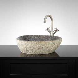TAGAWA GRAY RIVER STONE VESSEL SINK - Bathroom Sinks