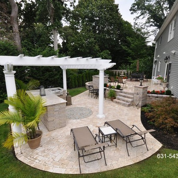 Travertine Backyard Patio, Bar & Island by Gappsi