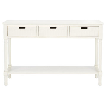 Edgar 3 Drawer Console Distressed White