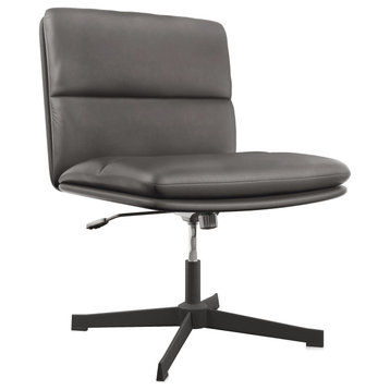 Swivel PU Leather Office Chair with Height Adjustment and Tilt Function, Gray