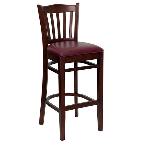 Wood Restaurant Bar Stool, Burgundy