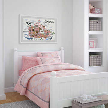 "Pink Canadian Map" Framed Painting Print