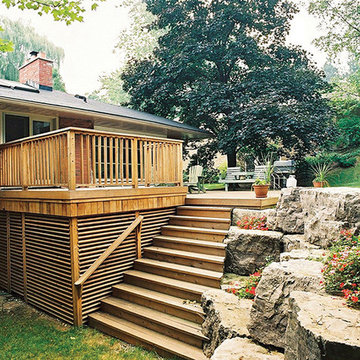 High decks over 6 feet above grade.