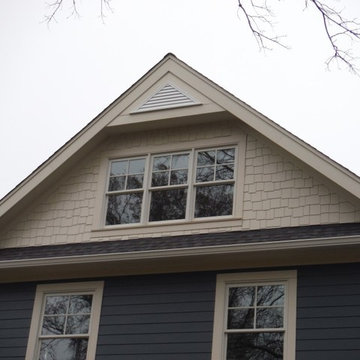 Evening Blue Lap Siding w/ Shingle Siding and Board & Batten Siding (Sail Cloth)