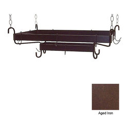 Fdr-30" French Display Rack with Grid, Chain & 12 Hooks - Satin Black - Pot Racks And Accessories