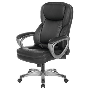Executive Black Bonded Leather Chair With Titanium Coated Nylon Base