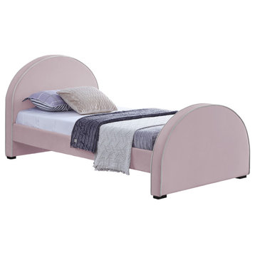 Brody Velvet Upholstered Bed, Pink, Twin