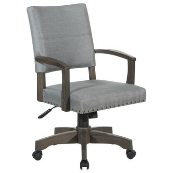 Santina Bankers Chair With Antique Gray Finish and Gray Fabric