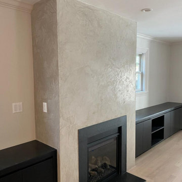 Cement-look Venetian Plaster Fireplace Finish