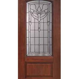 Entry Single Door 80 Fiberglass Palacio 1 Panel Arch Lite Glass - Front Doors