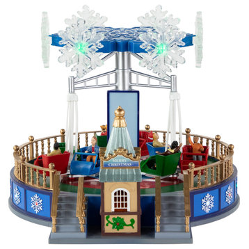 12" LED Animated & Musical Carnival Blizzard Ride Christmas Village Display