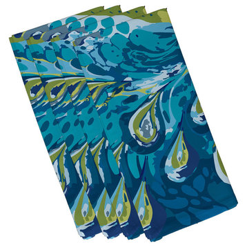 Boho Splash, Geometric Print Napkin, Turquoise, Set of 4