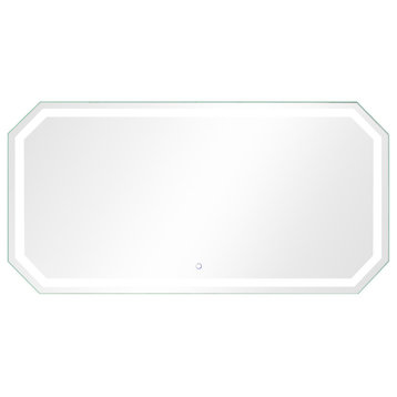 LED Lighted Octagon Wall Mount Bathroom Mirror With Defogger, 60"x30"