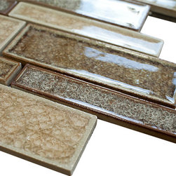 Cream Caramel Glossy Crackle Crystal Mosaic Tiles Z Pattern - Home Accessories & Decor