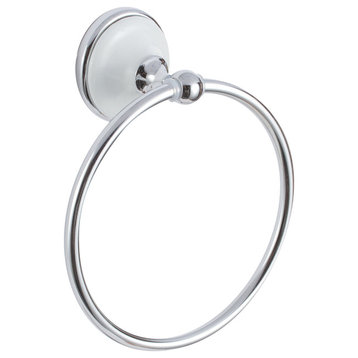Brighton Bath Series, Towel Ring  in Polished Chrome with White Porcelain