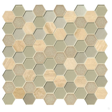 Monterra Blend Hexagon Glass/Stone Blend Mosaic
