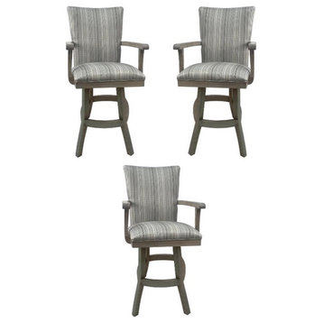 Home Square 34" Swivel Solid Wood Extra Tall Bar Stool in Natural Fun - Set of 3