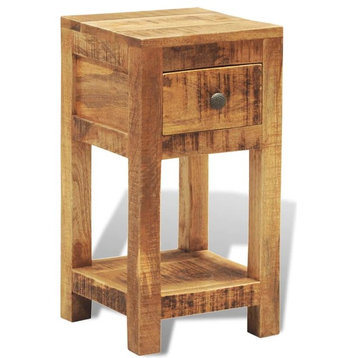 vidaXL Side Table End Table Bedside Furniture with 1 Drawer Solid Wood Mango