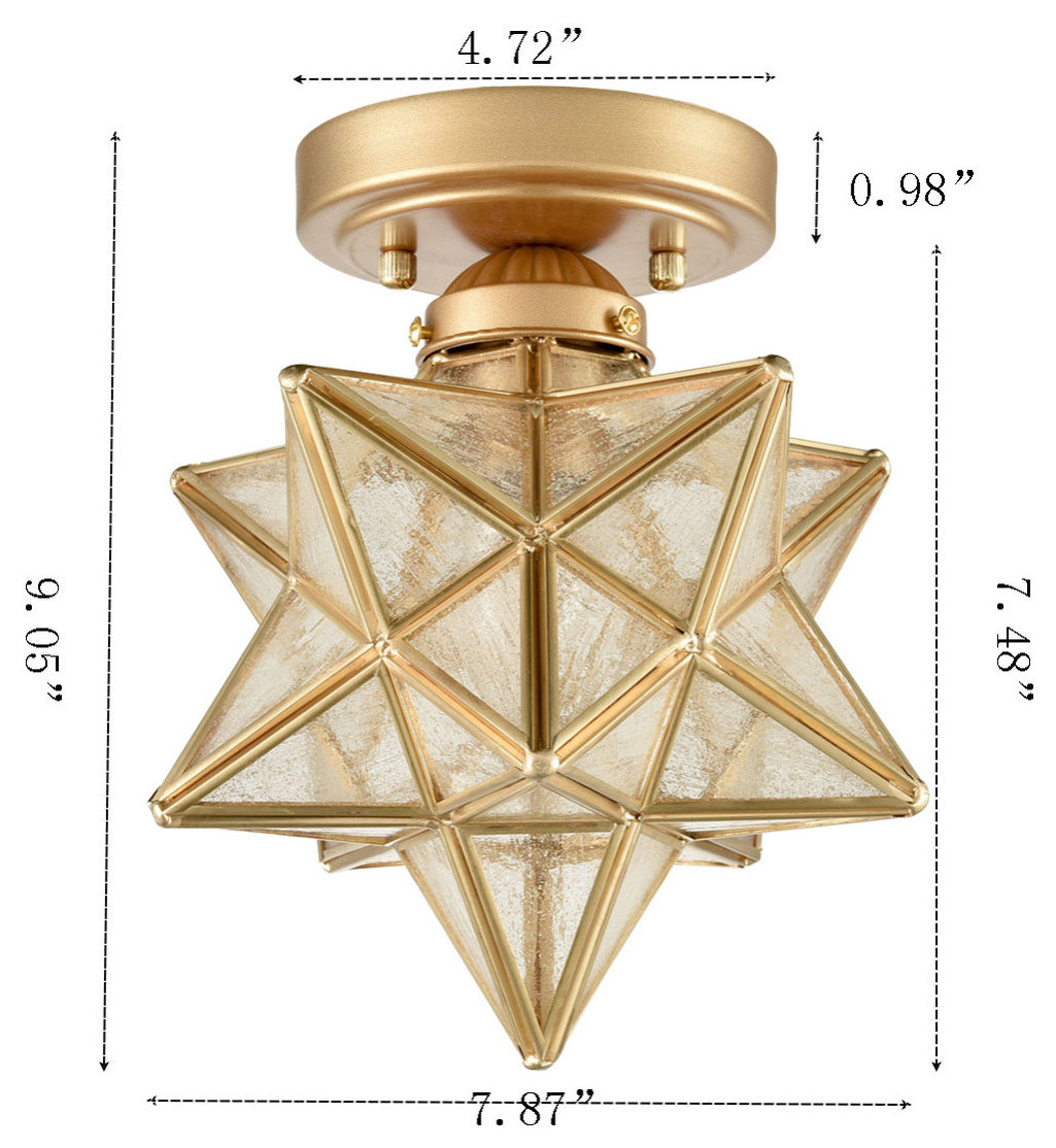 Modern Moravian Star Ceiling Light With Seeded Glass Brass, 8 ...
