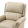 Genuine Leather Cigar Recliner With Nail Head Trim, Beige