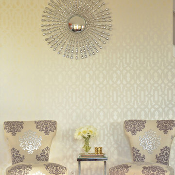 Trellis Stenciled Accent Wall In Metallic Gold