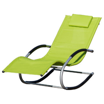 Jelly Iron Patio Swing U Type Metal Sunset Recliner Lounge Chair, Green