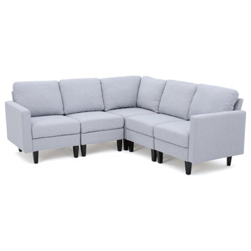 GDF Studio Carolina Fabric Sectional Couch, Light Gray