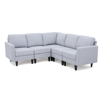 GDF Studio Carolina Fabric Sectional Couch, Light Gray