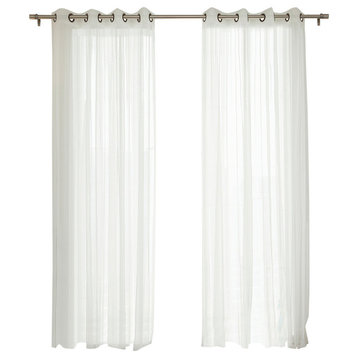 Gathered Tulle Sheer Grommet Curtains, Pair, 96"