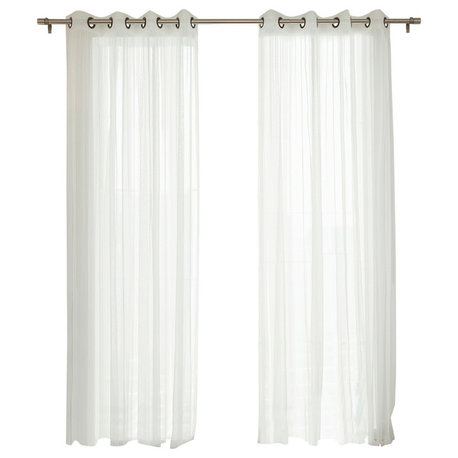 Gathered Tulle Sheer Grommet Curtains, Pair, 84"