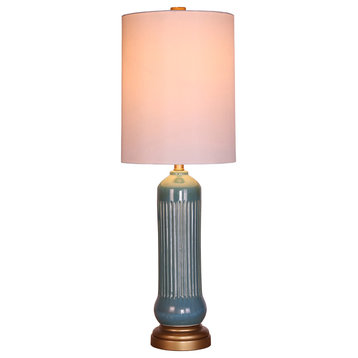 Lucille 35.5" Table Lamp with Drum Shade, Turquoise