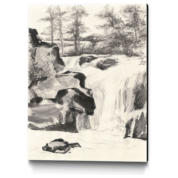 "Sumi Waterfall I" Museum Mounted Canvas Print, 24"x32"