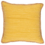 LR Home - Solid Chickadee Yellow Jute Bordered Throw Pillow - Designed to stand alone or layer with other accents, the Riley throw pillow brings a new dimension of style to your space. This versatile accent merges well with multiple home décor styles from boho to modern to coastal to country chic. The natural jute trimmed border and classic solid cotton center combine to be a textured treasure with a pop of color. Crafted with care in India, each accent pillow is unique with its very own individuality.