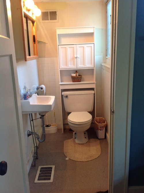 Tiny powder room remodel ! Need advice.