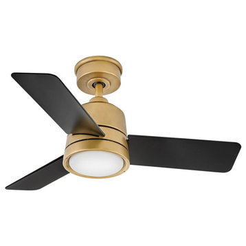 Hinkley Chet 36" Indoor/Outdoor Ceiling Fan, Heritage Brass