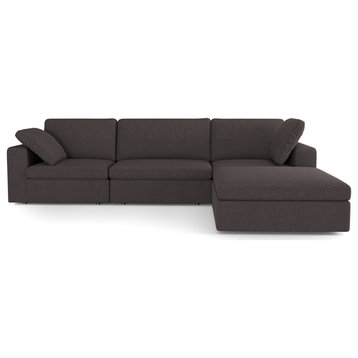 Shelton Mid-Century Modern Corner Sofa, Grey