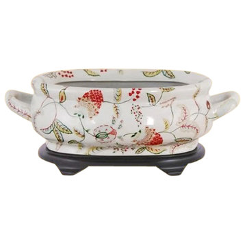 Chinese Floral Berry Porcelain Foot Bath Basin Pot