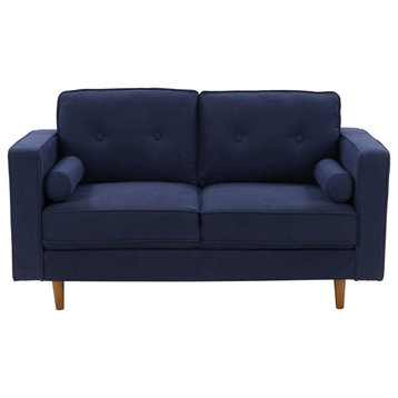 CorLiving Mulberry Fabric Upholstered Modern Loveseat, Navy Blue