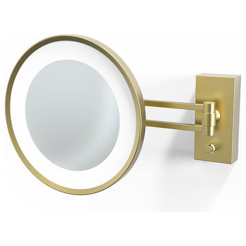 Smile Hard Wired LED Lighted 5x Magnifying Mirror, Matte Gold