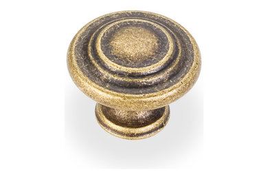 Elements 107AEM Cabinet Knob - Arcadia Series - Lightly Distressed Antique Brass