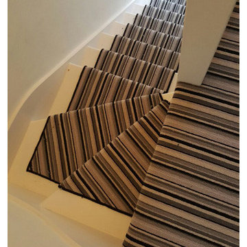 Installing Striped Carpet to Stairs