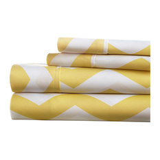 Home Collection Premium 4-Piece Arrow Bed Sheet Set, Yellow, Queen